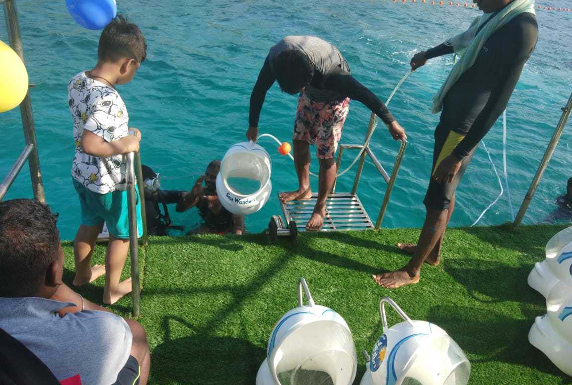Sea Walk in North bay Sea walk in Elephanta beach